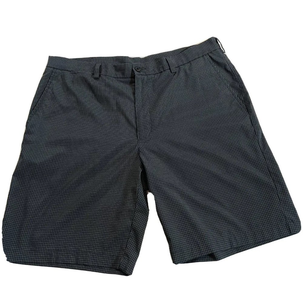 PGA Golf Shorts Men 38 Slate Gray Check Golfing Tour Performance Stretch Causal